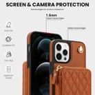 For iPhone 15 Pro AwQuer Crossbody Zipper Wallet Rhombic Leather Back Phone Case(Brown) - 3