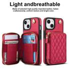 For iPhone 15 Plus AwQuer Crossbody Zipper Wallet Rhombic Leather Back Phone Case(Red) - 2