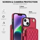 For iPhone 15 Plus AwQuer Crossbody Zipper Wallet Rhombic Leather Back Phone Case(Red) - 3
