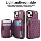 For iPhone 15 Plus AwQuer Crossbody Zipper Wallet Rhombic Leather Back Phone Case(Dark Purple) - 2