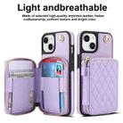 For iPhone 15 Plus AwQuer Crossbody Zipper Wallet Rhombic Leather Back Phone Case(Purple) - 2