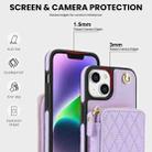 For iPhone 15 Plus AwQuer Crossbody Zipper Wallet Rhombic Leather Back Phone Case(Purple) - 3