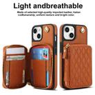 For iPhone 15 Plus AwQuer Crossbody Zipper Wallet Rhombic Leather Back Phone Case(Brown) - 2