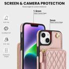 For iPhone 14 Plus AwQuer Crossbody Zipper Wallet Rhombic Leather Back Phone Case(Rose Gold) - 3