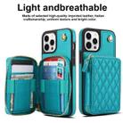 For iPhone 14 Pro AwQuer Crossbody Zipper Wallet Rhombic Leather Back Phone Case(Green) - 2