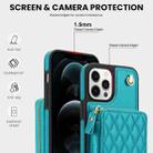 For iPhone 14 Pro AwQuer Crossbody Zipper Wallet Rhombic Leather Back Phone Case(Green) - 3