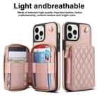 For iPhone 14 Pro Max AwQuer Crossbody Zipper Wallet Rhombic Leather Back Phone Case(Rose Gold) - 2