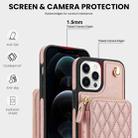 For iPhone 14 Pro Max AwQuer Crossbody Zipper Wallet Rhombic Leather Back Phone Case(Rose Gold) - 3