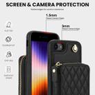 For iPhone 7 / 8 / SE 2022 AwQuer Crossbody Zipper Wallet Rhombic Leather Back Phone Case(Black) - 3