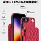 For iPhone 7 / 8 / SE 2022 AwQuer Crossbody Zipper Wallet Rhombic Leather Back Phone Case(Red) - 3