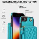 For iPhone 7 / 8 / SE 2022 AwQuer Crossbody Zipper Wallet Rhombic Leather Back Phone Case(Green) - 3