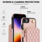 For iPhone 7 / 8 / SE 2022 AwQuer Crossbody Zipper Wallet Rhombic Leather Back Phone Case(Rose Gold) - 3