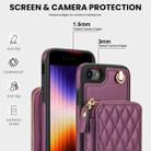 For iPhone 7 / 8 / SE 2022 AwQuer Crossbody Zipper Wallet Rhombic Leather Back Phone Case(Dark Purple) - 3