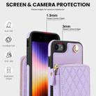 For iPhone 7 / 8 / SE 2022 AwQuer Crossbody Zipper Wallet Rhombic Leather Back Phone Case(Purple) - 3