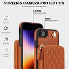 For iPhone 7 / 8 / SE 2022 AwQuer Crossbody Zipper Wallet Rhombic Leather Back Phone Case(Brown) - 3