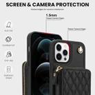 For iPhone 13 Pro Max AwQuer Crossbody Zipper Wallet Rhombic Leather Back Phone Case(Black) - 3