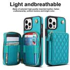 For iPhone 13 Pro Max AwQuer Crossbody Zipper Wallet Rhombic Leather Back Phone Case(Green) - 2