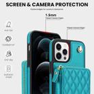 For iPhone 13 Pro Max AwQuer Crossbody Zipper Wallet Rhombic Leather Back Phone Case(Green) - 3