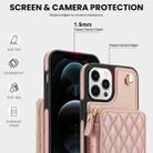 For iPhone 13 Pro Max AwQuer Crossbody Zipper Wallet Rhombic Leather Back Phone Case(Rose Gold) - 3