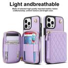 For iPhone 13 Pro AwQuer Crossbody Zipper Wallet Rhombic Leather Back Phone Case(Purple) - 2