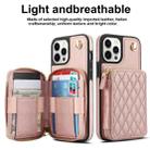 For iPhone 12 Pro Max AwQuer Crossbody Zipper Wallet Rhombic Leather Back Phone Case(Rose Gold) - 2
