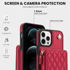 For iPhone 11 Pro Max AwQuer Crossbody Zipper Wallet Rhombic Leather Back Phone Case(Red) - 3