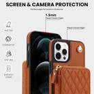 For iPhone 11 Pro Max AwQuer Crossbody Zipper Wallet Rhombic Leather Back Phone Case(Brown) - 3