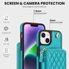 For iPhone 11 AwQuer Crossbody Zipper Wallet Rhombic Leather Back Phone Case(Green) - 3