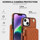 For iPhone 11 AwQuer Crossbody Zipper Wallet Rhombic Leather Back Phone Case(Brown) - 3