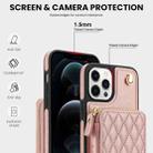 For iPhone 11 Pro AwQuer Crossbody Zipper Wallet Rhombic Leather Back Phone Case(Rose Gold) - 3