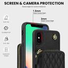 For iPhone X / XS AwQuer Crossbody Zipper Wallet Rhombic Leather Back Phone Case(Black) - 3