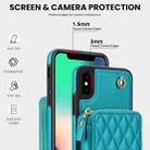 For iPhone X / XS AwQuer Crossbody Zipper Wallet Rhombic Leather Back Phone Case(Green) - 3