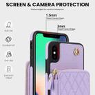 For iPhone X / XS AwQuer Crossbody Zipper Wallet Rhombic Leather Back Phone Case(Purple) - 3