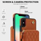 For iPhone X / XS AwQuer Crossbody Zipper Wallet Rhombic Leather Back Phone Case(Brown) - 3