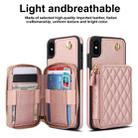 For iPhone XR AwQuer Crossbody Zipper Wallet Rhombic Leather Back Phone Case(Rose Gold) - 2