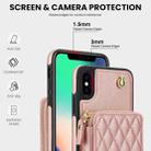 For iPhone XR AwQuer Crossbody Zipper Wallet Rhombic Leather Back Phone Case(Rose Gold) - 3