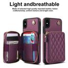 For iPhone XR AwQuer Crossbody Zipper Wallet Rhombic Leather Back Phone Case(Dark Purple) - 2