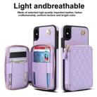 For iPhone XR AwQuer Crossbody Zipper Wallet Rhombic Leather Back Phone Case(Purple) - 2