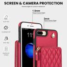 For iPhone 7 Plus / 8 Plus AwQuer Crossbody Zipper Wallet Rhombic Leather Back Phone Case(Red) - 3