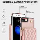 For iPhone 7 Plus / 8 Plus AwQuer Crossbody Zipper Wallet Rhombic Leather Back Phone Case(Rose Gold) - 3