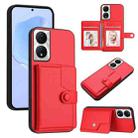 For Honor X7b / Play 8T 5G Button Card Bag RFID Anti-theft Phone Case(Red) - 1