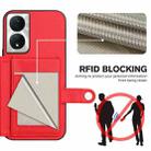 For Honor X7b / Play 8T 5G Button Card Bag RFID Anti-theft Phone Case(Red) - 3