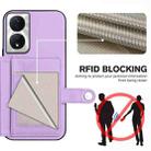 For Honor X7b / Play 8T 5G Button Card Bag RFID Anti-theft Phone Case(Purple) - 3