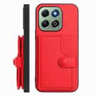 For Honor X6b Button Card Bag RFID Anti-theft Phone Case(Red) - 2