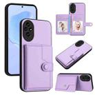 For Honor 200 Button Card Bag RFID Anti-theft Phone Case(Purple) - 1