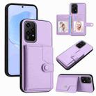 For Honor 200 Lite 5G Button Card Bag RFID Anti-theft Phone Case(Purple) - 1