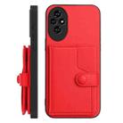 For Honor 200 Pro Button Card Bag RFID Anti-theft Phone Case(Red) - 2