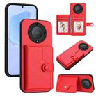 For Honor X9a / Magic5 Lite Button Card Bag RFID Anti-theft Phone Case(Red) - 1