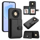 For Honor X9b / Magic6 Lite 5G Button Card Bag RFID Anti-theft Phone Case(Black) - 1