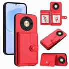 For Honor X9b / Magic6 Lite 5G Button Card Bag RFID Anti-theft Phone Case(Red) - 1